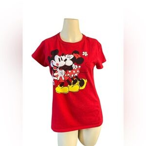 Disney Mickey Mouse And Minnie T-shirt Youth/ Junior Red Short Sleeves Size L